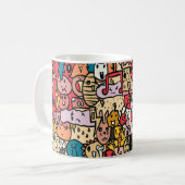 手描きのキャラクター投げパターン コーヒーマグカップ (正面左)