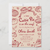 手描きのキューティーパイ オータム ベイビーシャワー 招待状 (正面)
