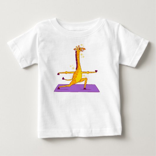手描きのキリン漫画Tシャツ | かわいいサファリA ベビーTシャツ (正面)