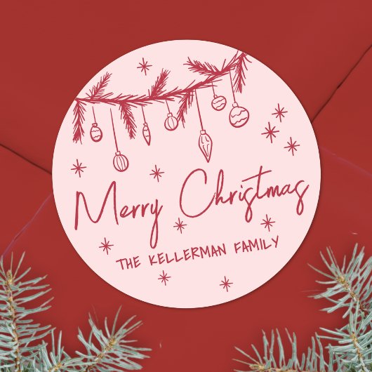 手描きのクイックなクリスマス ラウンドシール