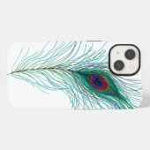 手描きのクジャクの羽 iPhoneケース (裏面横)