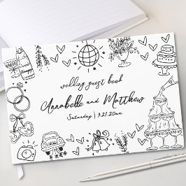 手描きのクセのあるウィムジカルな結婚式 ゲストブック