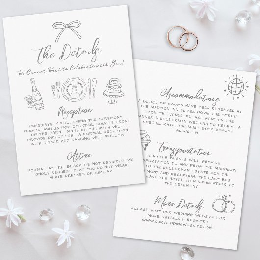 手描きのクセのあるファンタジーな結婚式の詳細 エンクロージャーカード