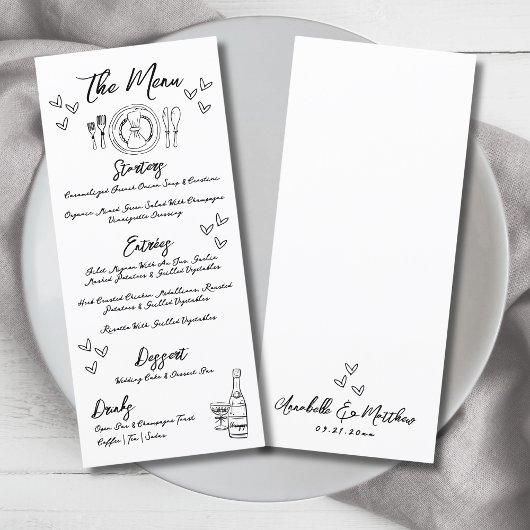 手描きのクセのあるファンタジーな結婚式 メニュー