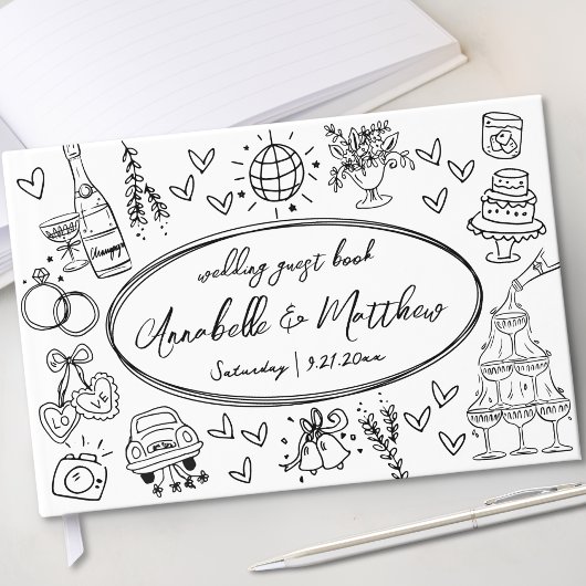 手描きのクセのあるファンタジーウェディング ゲストブック
