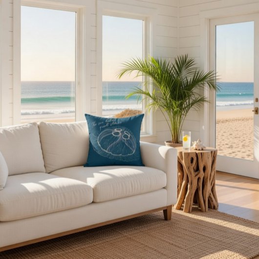 手描きのクラゲアートスローピロー クッション