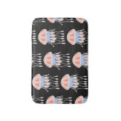 手描きのクラゲ、鮮やかなヴィンテージのパターン。 バスマット (正面縦)