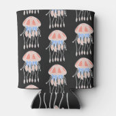 手描きのクラゲ、鮮やかなヴィンテージのパターン。 缶クーラー (裏面)