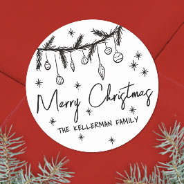 手描きのクリスマスイラスト ラウンドシール