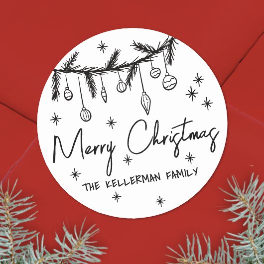 手描きのクリスマスイラスト ラウンドシール