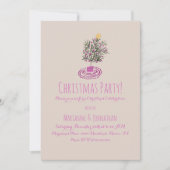 手描きのクリスマスツリーのドゥードルが楽しいクリスマスパーティー 招待状 (正面)