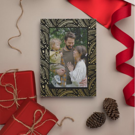 手描きのクリスマスツリーの写真 箔シーズンカード