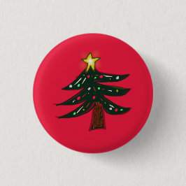 手描きのクリスマスツリーの星 缶バッジ