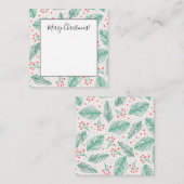 手描きのクリスマスツリーの松の枝 緑 赤 白 ノートカード (正面/裏面)