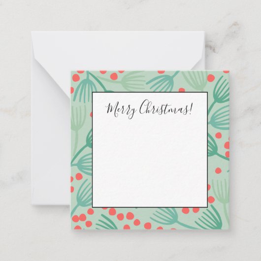 手描きのクリスマスツリー　常緑の松の葉 ノートカード (正面)