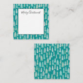 手描きのクリスマスツリー 水色 白 青 ティール ノートカード (正面/裏面)