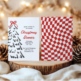 手描きのクリスマスディナー ホリデーパーティーの招待状 シーズンカード