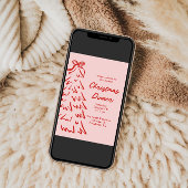 手描きのクリスマスディナー ホリデーパーティーの招待状 シーズンカード