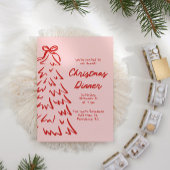 手描きのクリスマスディナー ホリデーパーティーの招待状 シーズンカード