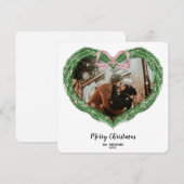 手描きのクリスマスハートリースの写真 招待状 (正面/裏面)