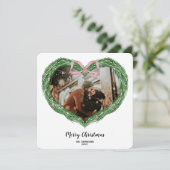 手描きのクリスマスハートリースの写真 招待状 (スタンド正面)