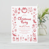 手描きのクリスマスパーティー招待状 シーズンカード (スタンド正面)
