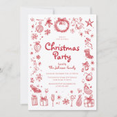 手描きのクリスマスパーティー招待状 シーズンカード (正面)