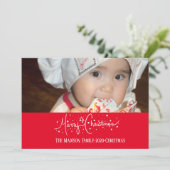 手描きのクリスマスレタリングと雪の落書き カード (スタンド正面)