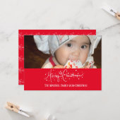 手描きのクリスマスレタリングと雪の落書き カード (正面/裏面インサイチュ)