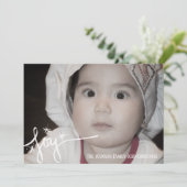 手描きのクリスマスレタリング ジョイ スノーフレーク カード (スタンド正面)