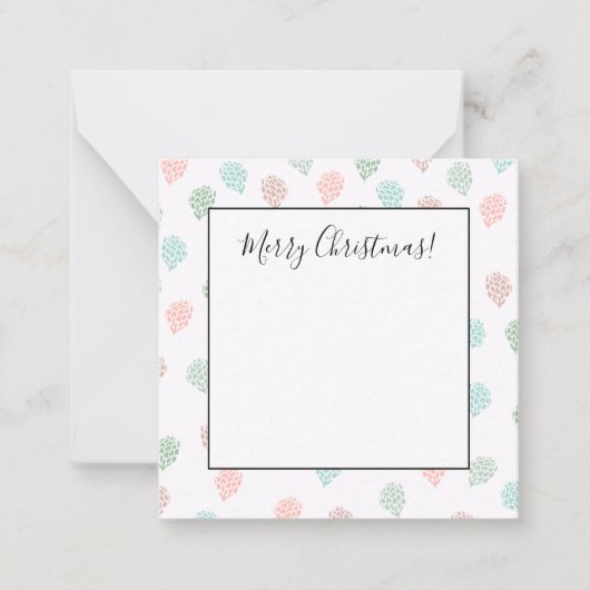 手描きのクリスマス松ぼっくり マルチカラー ノートカード (正面)