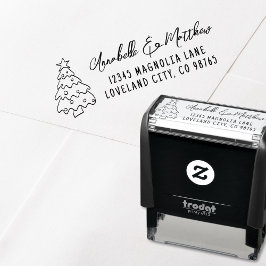 手描きのクリスマス返信住所ラベル セルフインキングスタンプ