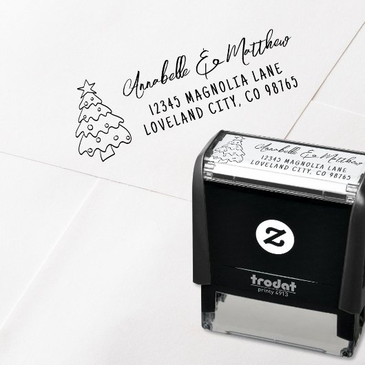 手描きのクリスマス返信住所ラベル セルフインキングスタンプ