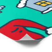 手描きのクリスマス:お祭りシームレスパターン ポスター (角)