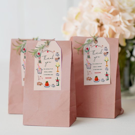 手描きのクリスマス ブライダルシャワー お礼 ギフトタグ