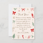 手描きのクリスマス ブライダルシャワー サンキューカード (正面)