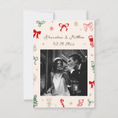 手描きのクリスマス ブライダルシャワー サンキューカード (裏面)