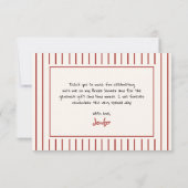 手描きのクリスマス ブライダルシャワー サンキューカード (裏面)