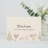 手描きのクリスマス ブライダルシャワー サンキューカード (スタンド正面)