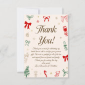 手描きのクリスマス ブライダルシャワー サンキューカード (正面)
