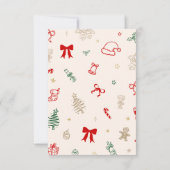 手描きのクリスマス ブライダルシャワー サンキューカード (裏面)