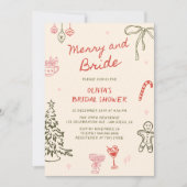 手描きのクリスマス ブライダルシャワー「Merry and Bride」 招待状 (正面)