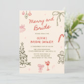手描きのクリスマス ブライダルシャワー「Merry and Bride」 招待状 (スタンド正面)