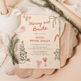 手描きのクリスマス ブライダルシャワー「Merry and Bride」 招待状
