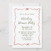 手描きのクリスマス ホリデー ディナーのイラスト 招待状 (正面)