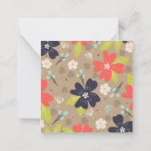 手描きのクリスマス ポインセチア 赤 白 ネイビー ノートカード (裏面)