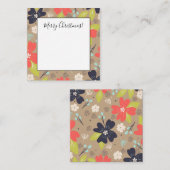 手描きのクリスマス ポインセチア 赤 白 ネイビー ノートカード (正面/裏面)