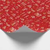 手描きのクリスマス ラッピングペーパー (角)
