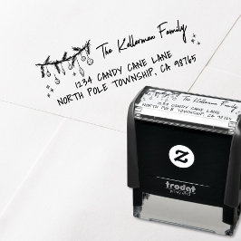 手描きのクリスマス リターン アドレス ラベル セルフインキングスタンプ