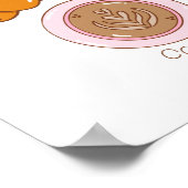 手描きのクロワッサンとコーヒーのキッチンアート ポスター (角)